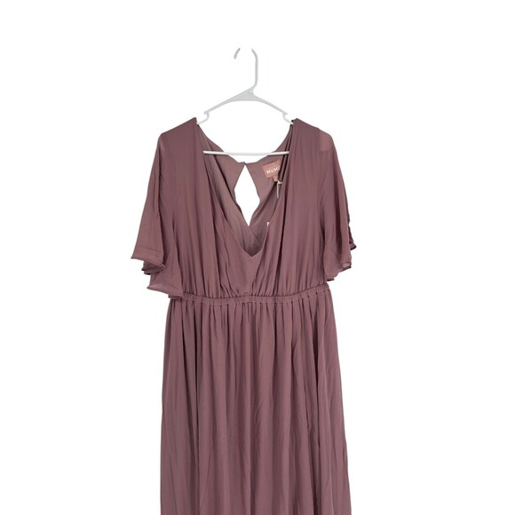 Show Me Your Mumu Dress Women's Size 3X Emily Empire Maxi Neutral Mauve Chiffon - Picture 3 of 6